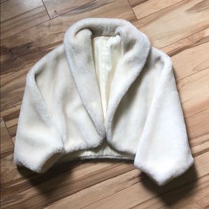 Vintage cream faux fur elegant bolero jacket